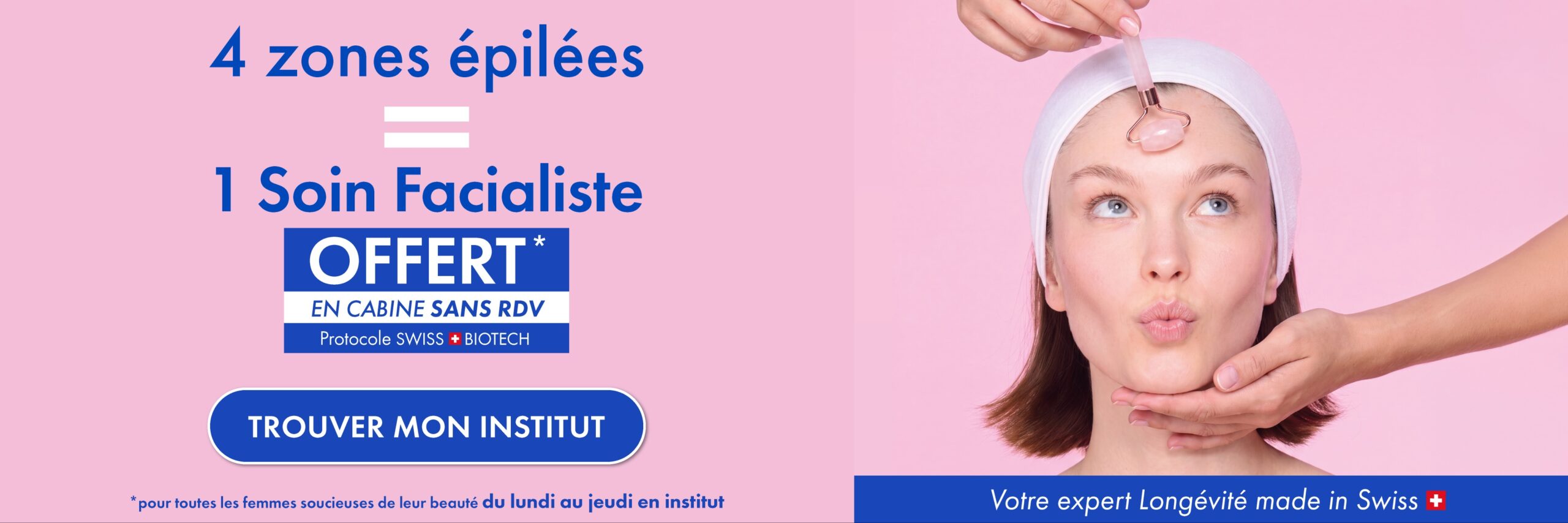 soin visage Facialiste offert en cabine pour 4 zones d'épilation